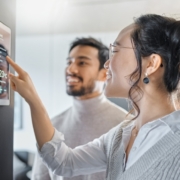 Smart,Home,Technology,,Wall,System,And,Couple,With,Digital,Dashboard